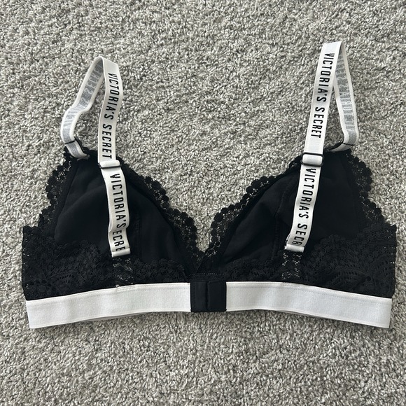Victorias‎ Secret Large Bralette Black Wireless Back Closure Spellout - Picture 4 of 6